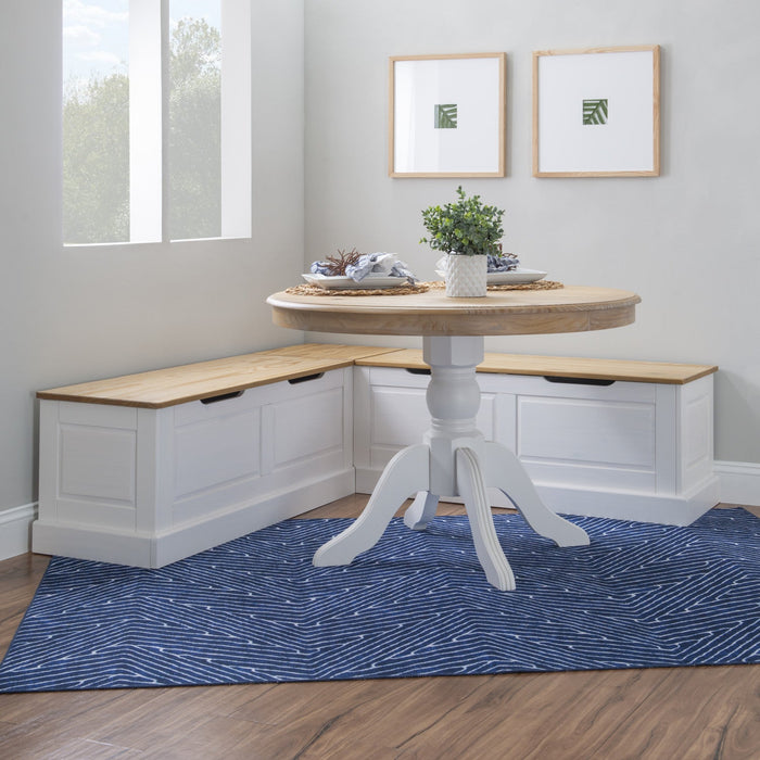 Tobin Backless Corner Nook Dining Bench - Natural and White