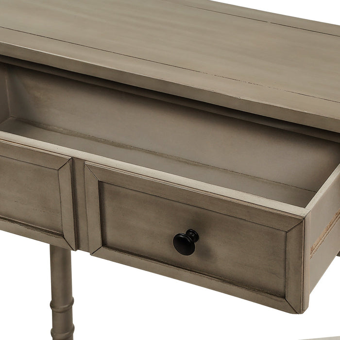 Phyllis Solid Wood Console Table With Drawers And Bottom Shelf - Grey 