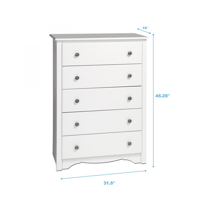 Monterey 5-Drawer Chest - White