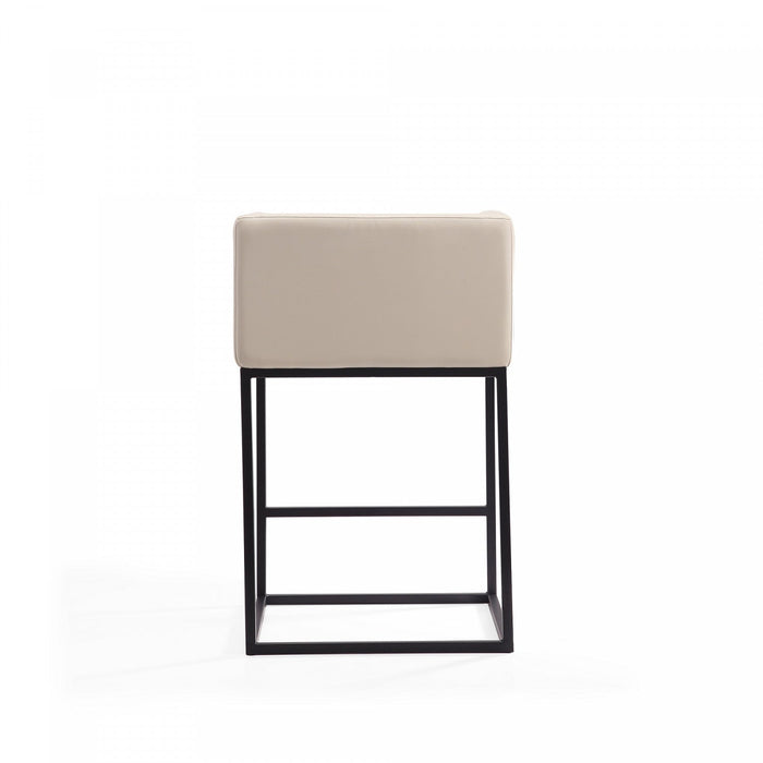 Embassy Mid-Century Modern Metal Upholstered Counter Stool in Cream 
