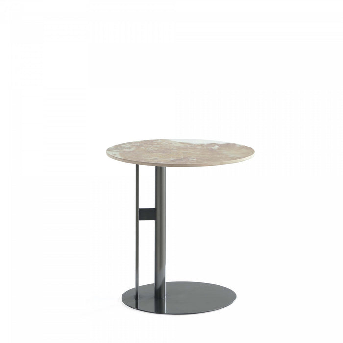 Alondra Modern Glam Sintered Stone Top End Table in Black 