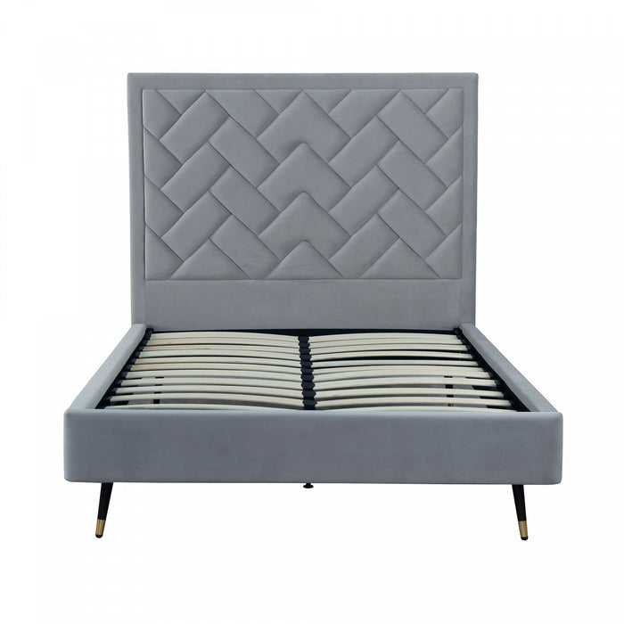 Crosby Modern Upholstered Velvet Full Bed in Gray 