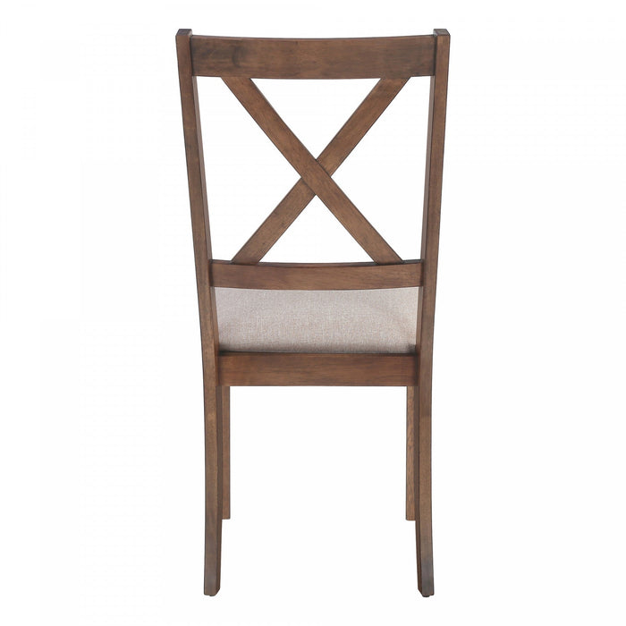 Dining Chair Set of 2 Kitchen Dining Room Brown Fabric Walnut Wood Frame Transitional