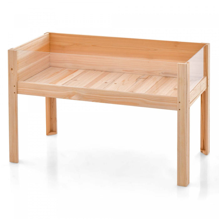 Costway Raised Wooden Garden Bed 31" Elevated Planter Box Plant Terrarium With Drain Holes