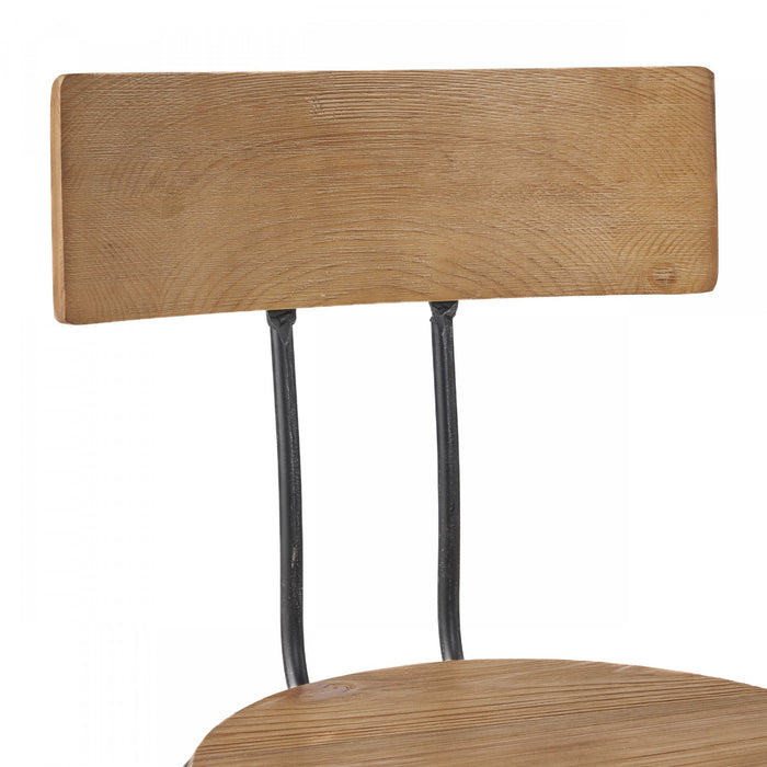 Milo Barstool With Adjustable Height, Fir Wood Seat, Metal Frame - Natural 
