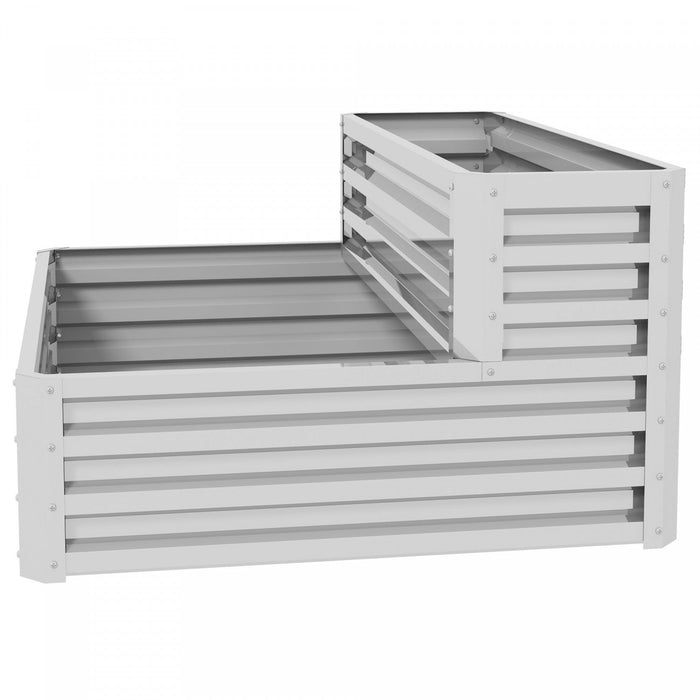 Outsunny 2 Tier Raised Garden Bed, 47\" X 40\" X 23'' Galvanized Steel Planter Box For Vegetables, Flo