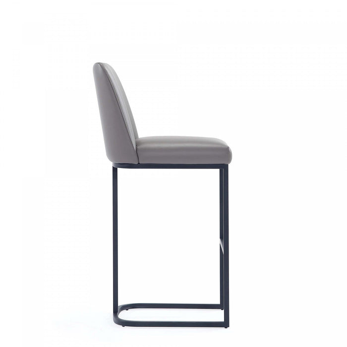 Serena Modern Metal Upholstered Barstool in Taupe - Set of 2 Bar Stool 