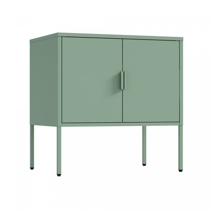 Ava Modern 24\" Metal Accent Cabinet in Sage Green 