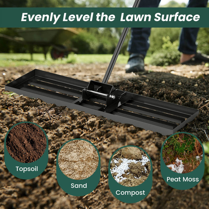 Costway Lawn Leveling Rake 36" X 10" Heavy Duty Level Lawn Tool For Garden Backyard/lawn Black
