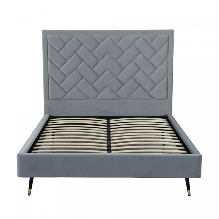 Crosby Modern Upholstered Velvet Queen Bed in Gray 