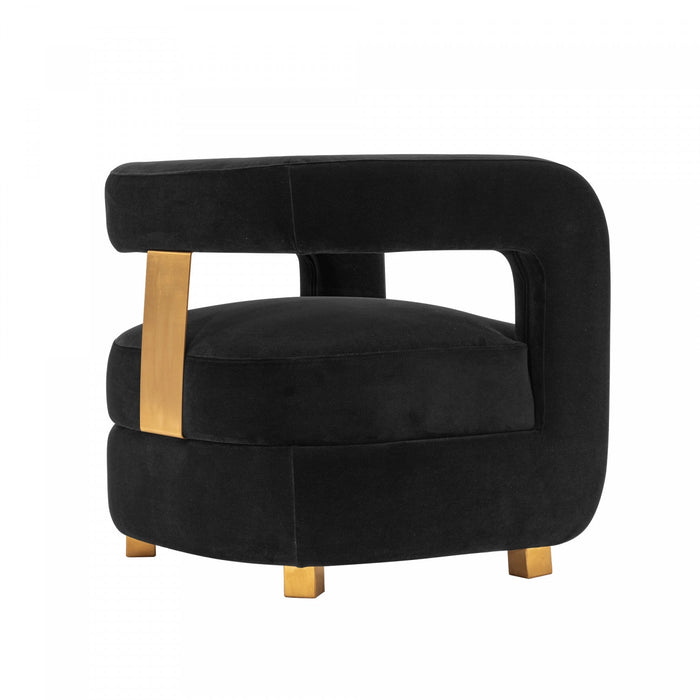 Amirah Modern Velvet Lounge Chair in Black - Set of 2 
