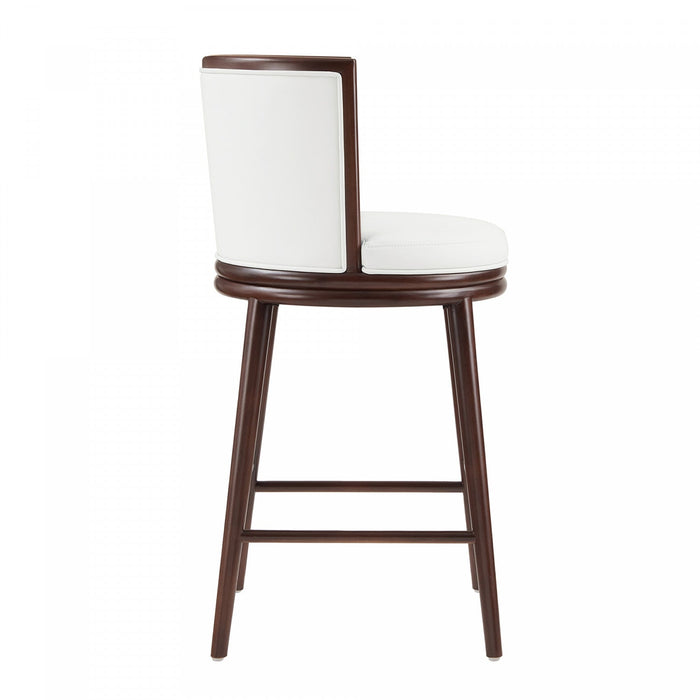Evalyn Modern Wood Upholstered Barstool in White 