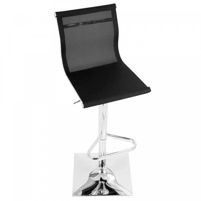 LumiSource Mirage Fabric Contemporary Adjustable Barstool with Swivel - Black