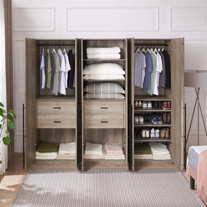 Lee Modern 3-Piece Wardrobe Closet in Rustic Gray Armoire 