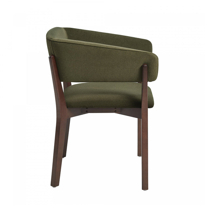 Blake Modern Faux Mohair Wood Armchair in Green - Set of 4 Dining Chair 