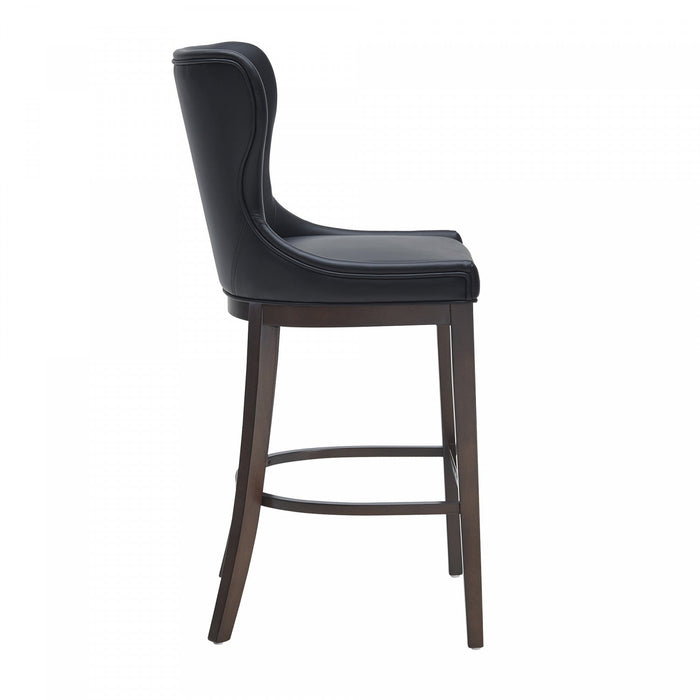 Blair Modern Wood Upholstered Barstool in Black 
