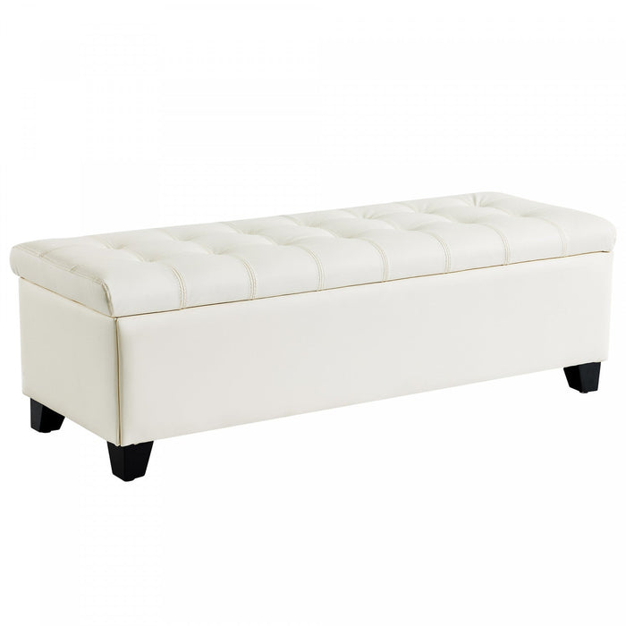 Sophia 48\" Storage Ottoman Bench with Legs End of Bed Bench,Beige  