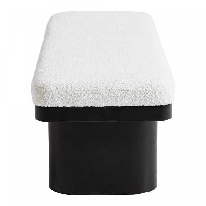 Olivia 47.5\" Wood Bed Bench Ottoman with Teddy Velvet Upholstery and Wooden Legs,Black  
