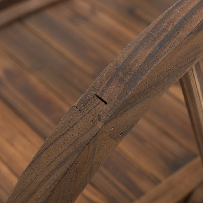 Outsunny 3.3ft Wooden Garden Bridge Arc Stained Finish Walkway With Half Wheeled Railings, Stained W