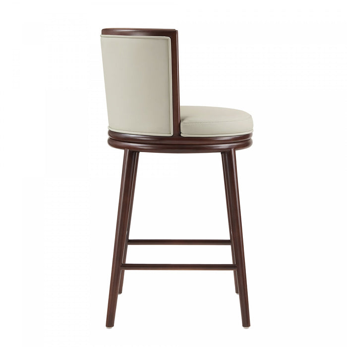 Evalyn Modern Wood Upholstered Barstool in Stone 