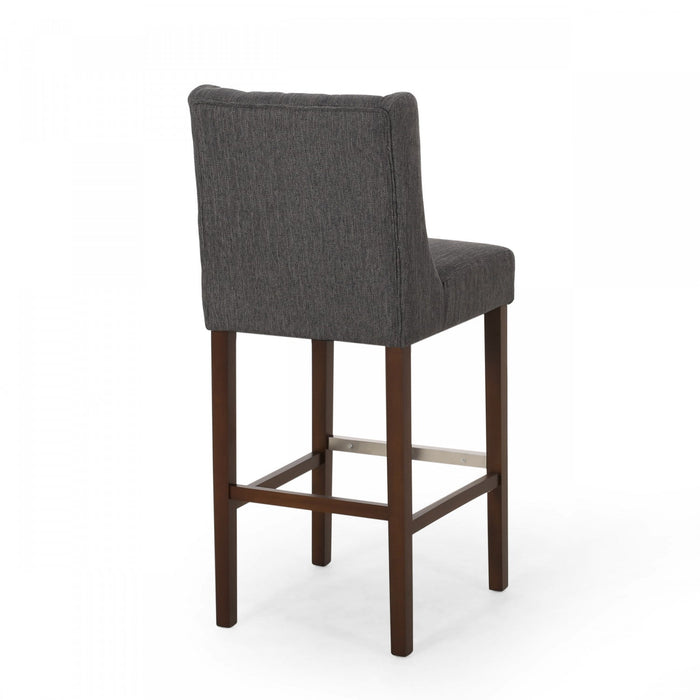 Bruce 30.5\" Counter Height Bar Stools Set Of 2 With Metal Legs And Fabric Upholstery - Charcoal Grey 