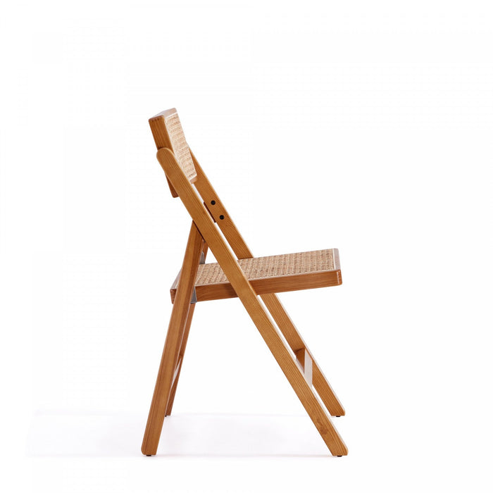 Pullman Industry Chic Wood Folding Chair in Natural - Set of 4 Dining Chair 
