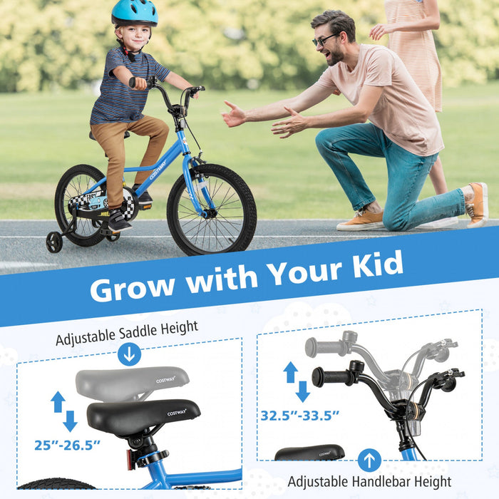 Costway 18" Kids Training Bike With Removable Training Wheels Pneumatic Tires Navy