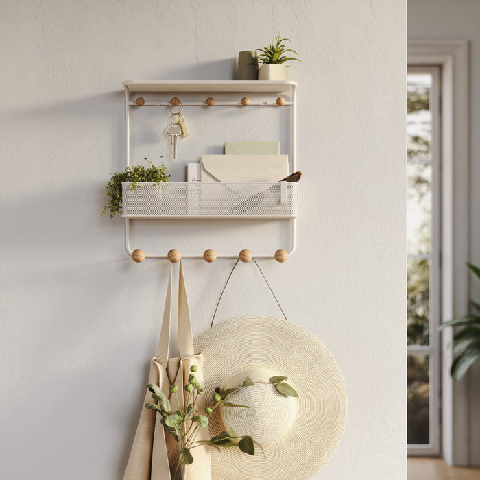 Umbra Estique Shelf with Hooks - White