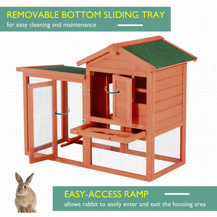 Pawhut 48” X 24\" X 36\" Deluxe Waterproof Rabbit Hutch Wooden Bunny Cage Small Animal House With Ladd