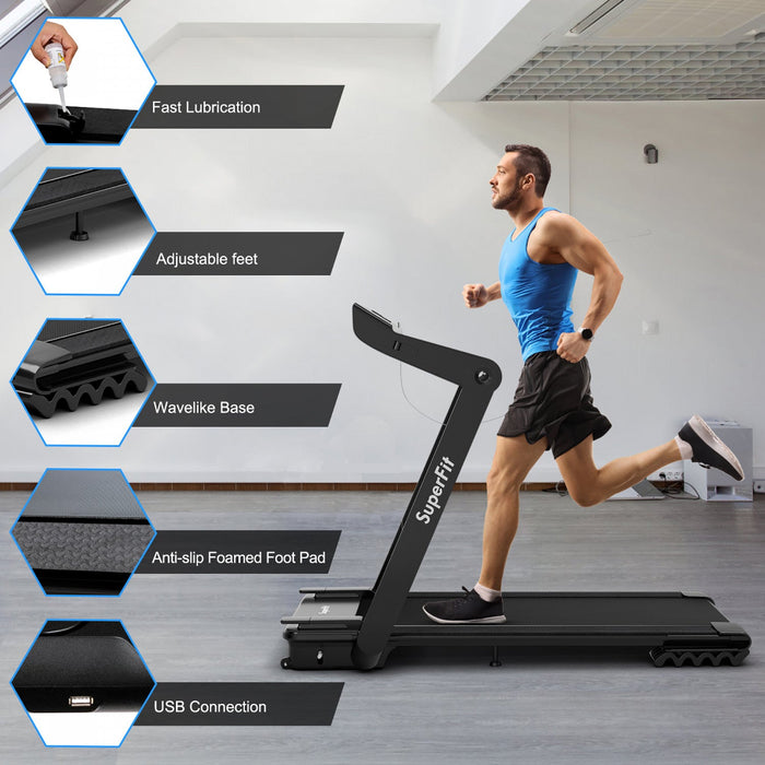Superfit 4.0hp Foldable Electric Treadmill Jogging Machine W/bluetooth Black
