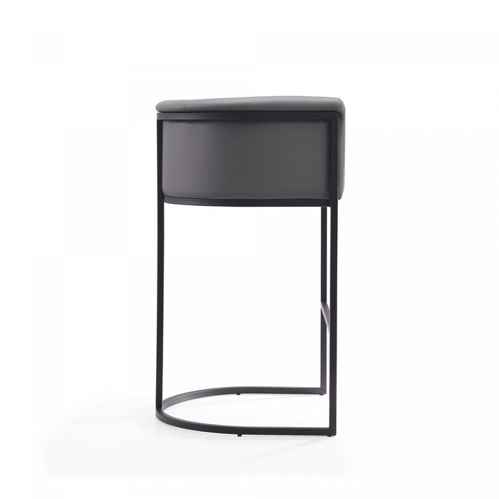 Cosmopolitan Mid-Century Modern Metal Upholstered Barstool in Gray - Set of 3 Bar Stool 