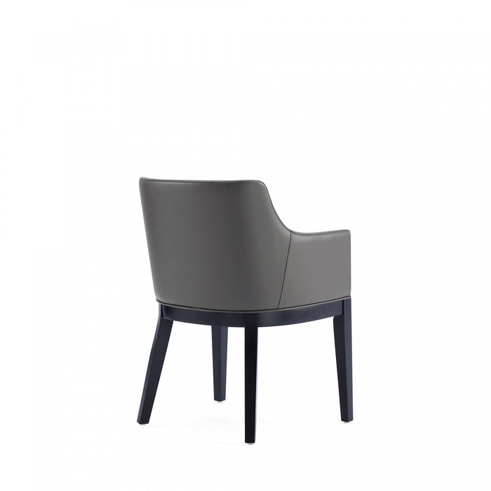 Gansevoort Modern Wood Vegan Leather Armchair in Graphite - Set of 2 