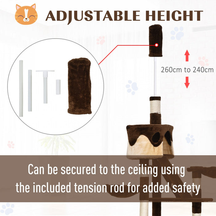Pawhut 94\"-102\" Huge Cat Tree Ceiling High Cat Condo Scratching Post Activity Center Multi-level Pla