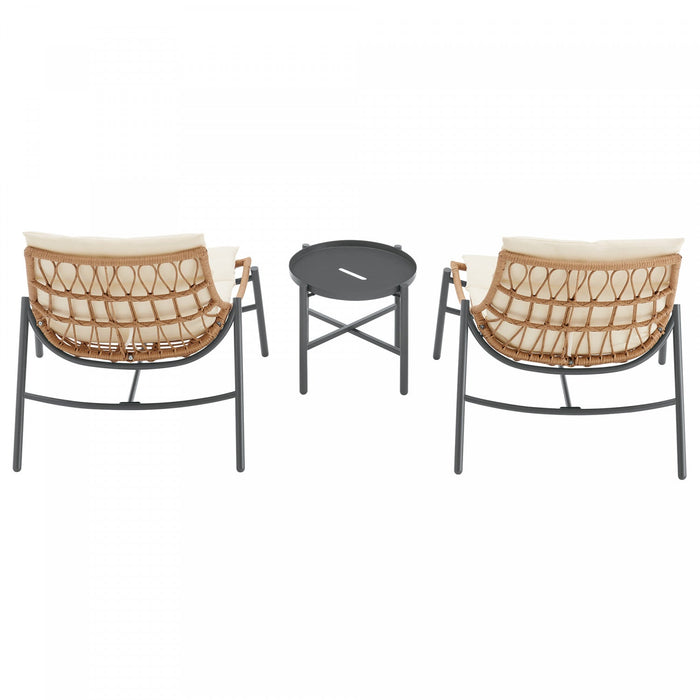 Sunset Modern 3-Piece Conversation Set in Cream 