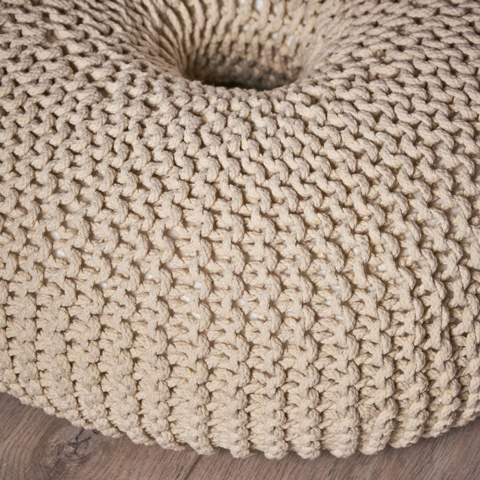 Murphy Upholstered Pouf,100% Cotton - Beige 