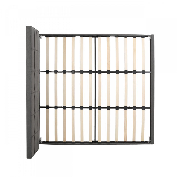 Lucia Upholstered Platform Bed Frame With Tufted Waffle Stitching,king Size,charcoal King Bed 