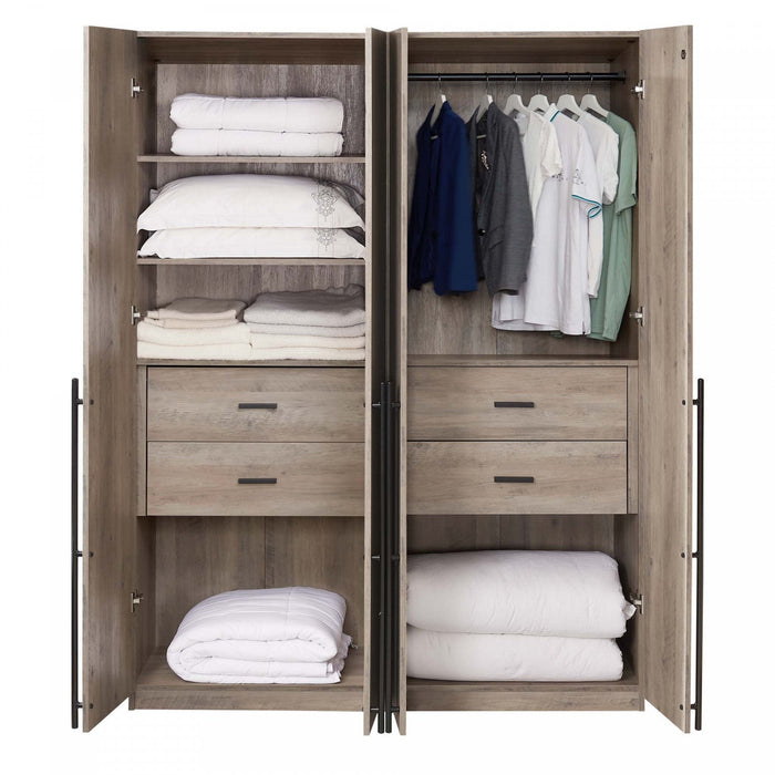 Lee Modern 2-Piece Wardrobe Closet in Rustic Gray Armoire 