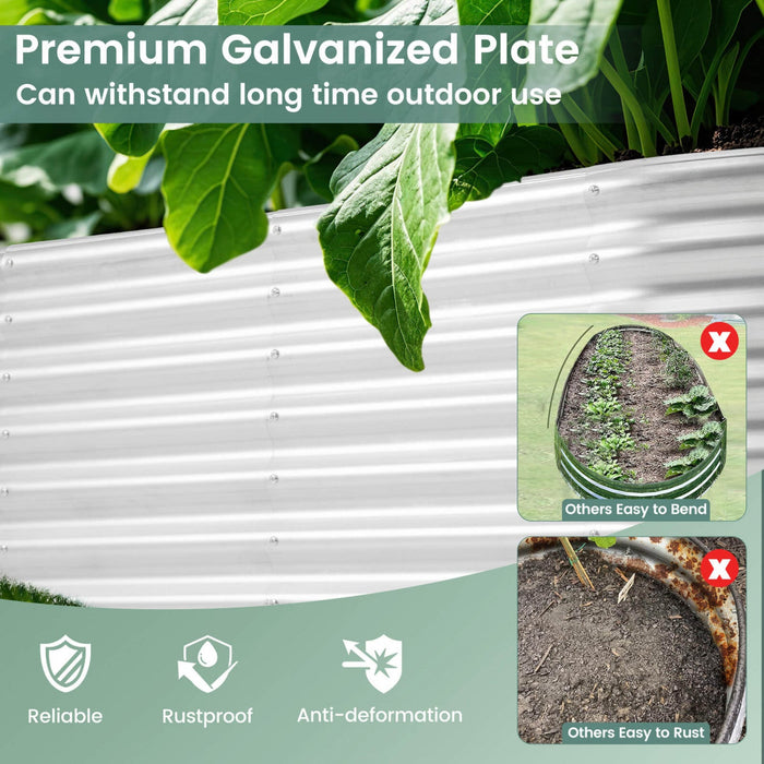 Costway 2 Pcs Raised Garden Bed Kit Planter Raised Garden Boxes Outdoor 65" X 32" X 24" Silver