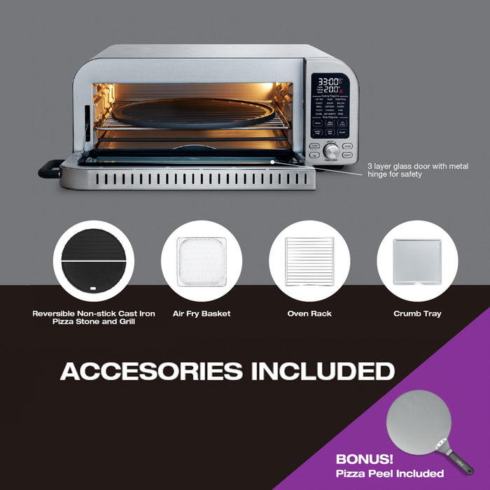 Salton Pizzadesso - Ultra High Heat Professional Pizza Oven and Air Fryer Combo Convection Toaster Oven 