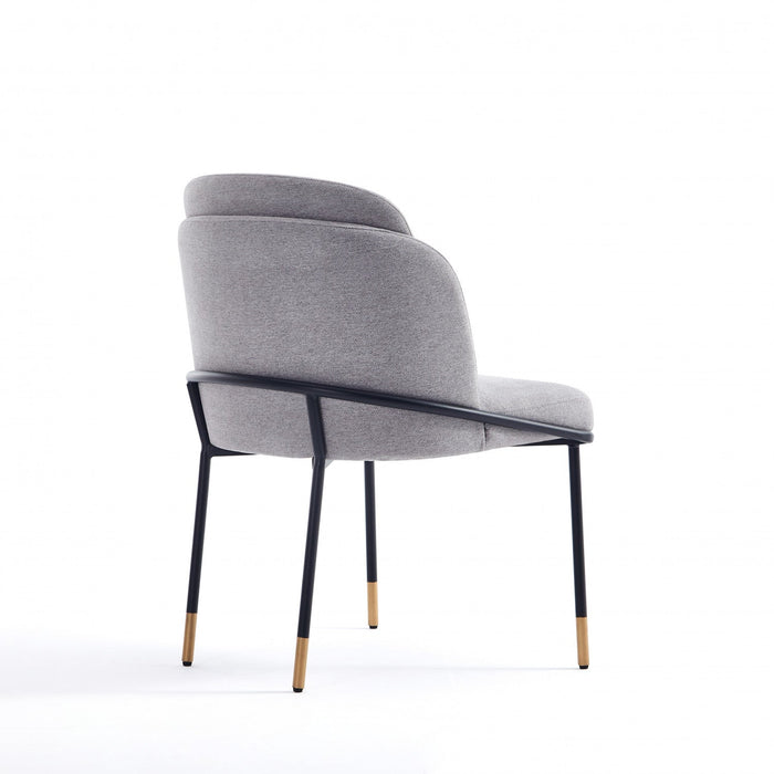 Flor Modern Metal Twill Weave Dining Chair in Gray - Set of 2 
