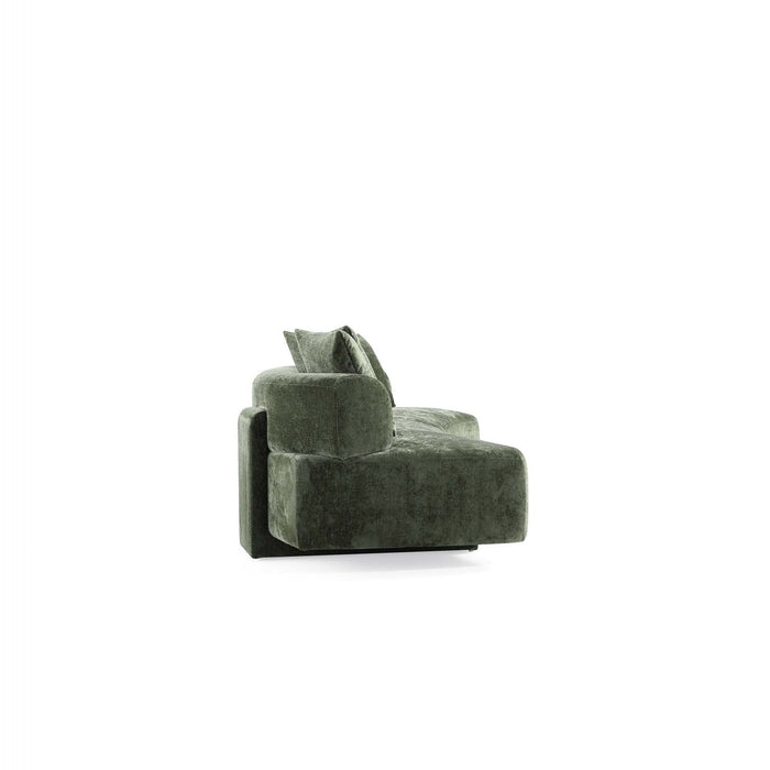 Verandah Mid-Century Modern 112\" Chenille Sofa in Olive Green 