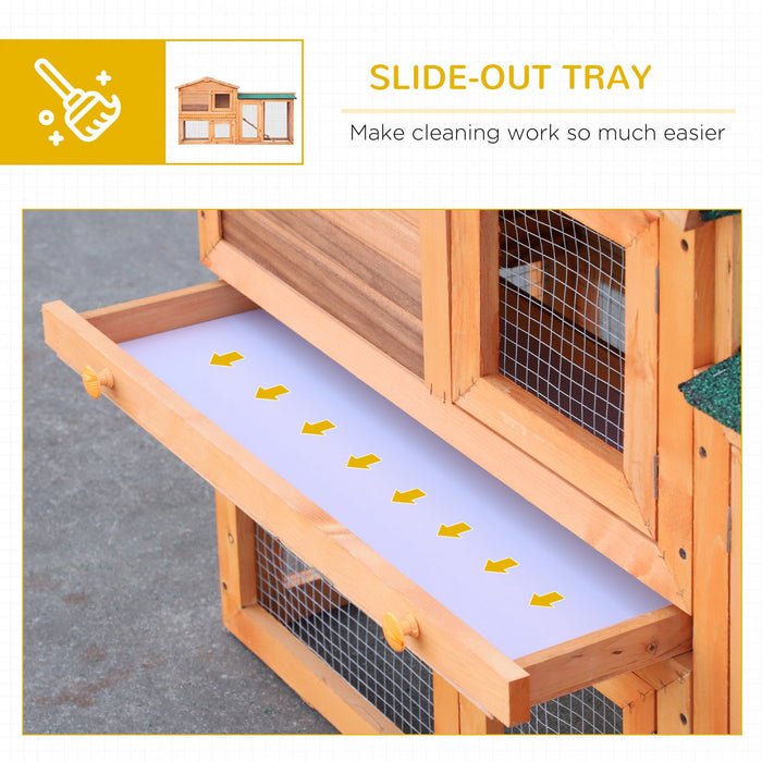 Pawhut Two-level Rabbit Hutch Small Animal House Pet Bunny Cage Home W/ Outdoor Run Water & Uv Resis