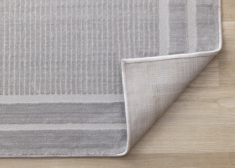 Ellie High-Low Textured Soft Polyester Grey Border Area Rug - 7'10\" x 10'6\"