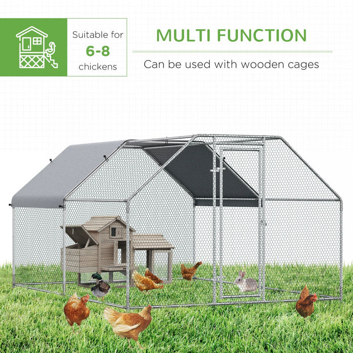 Pawhut 9.2' X 12.5' Metal Chicken Coop, Galvanized Walk-in Hen House, Poultry Cage Outdoor Backyard 