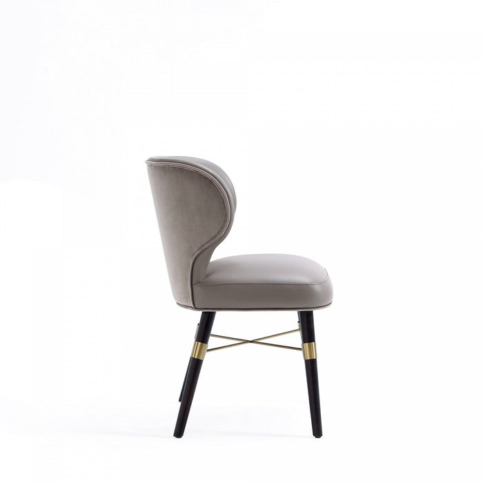 Strine Modern Wood Upholstered Dining Chair in Dark Taupe - Set of 2 