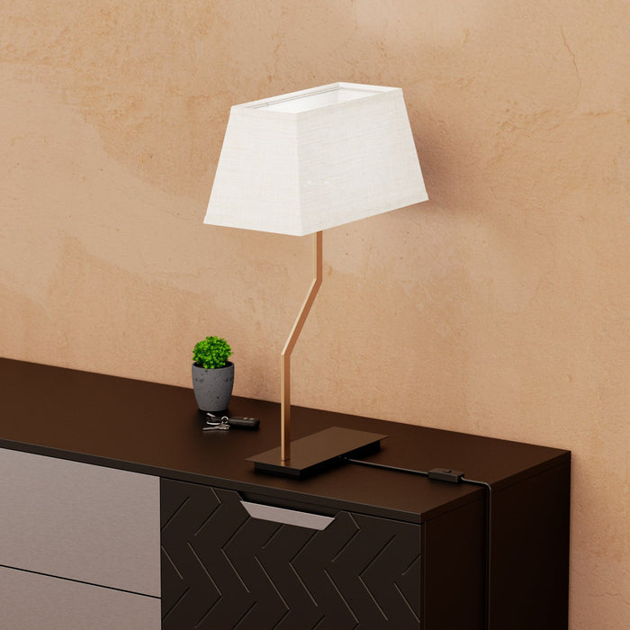 25\" Gold Angled Brass Table Lamp with Texxtured Shade 