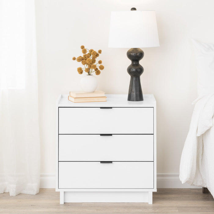 Prepac Simply Modern 26.5\" 3-Drawer Nightstand - White
