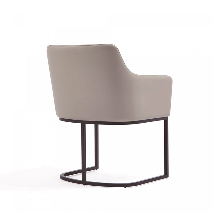 Serena Modern Metal Vegan Leather Armchair in Light Gray - Set of 2 Dining Chair 