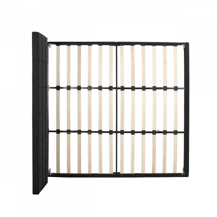 Lucia Upholstered Platform Bed Frame With Tufted Waffle Stitching,king Size,black King Bed 