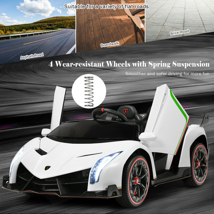 Costway 12v 2-seater Licensed Lamborghini Kids Ride On Car W/ RC & Swing Function White